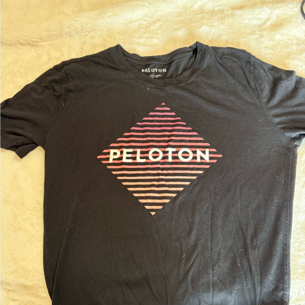 Peloton Men's Black Tee with Pink Stripes - Picture 2 of 2